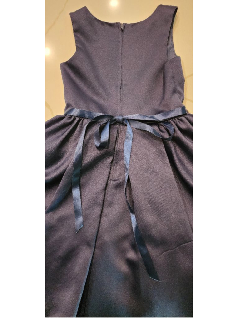 Rare Editions Girls Navy Blue High-Low Dress Tulle Rhinestone Formal Size 6 - Picture 4 of 11